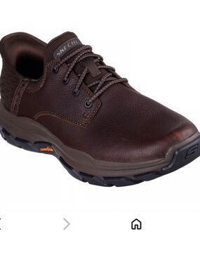 Skechers Respected - Garville Brown Leather Slip-On Work Loafer